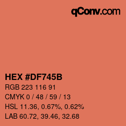 Color code: HEX #DF745B | qconv.com