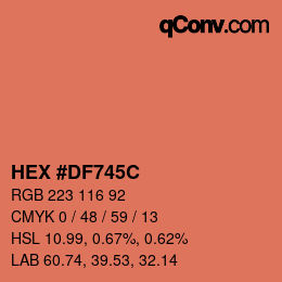 Color code: HEX #DF745C | qconv.com