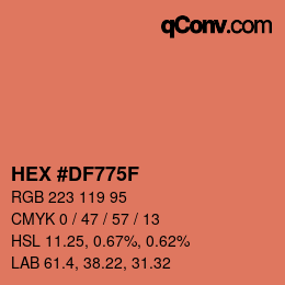 カラーコード: HEX #DF775F | qconv.com