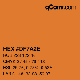 Color code: HEX #DF7A2E | qconv.com