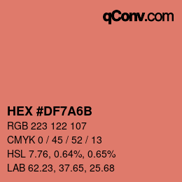 Color code: HEX #DF7A6B | qconv.com
