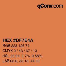 Color code: HEX #DF7E4A | qconv.com
