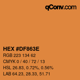 Farbcode: HEX #DF863E | qconv.com