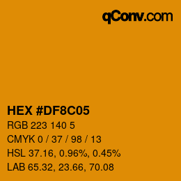カラーコード: HEX #DF8C05 | qconv.com