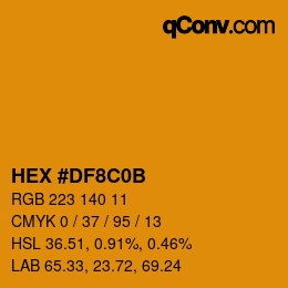 Color code: HEX #DF8C0B | qconv.com