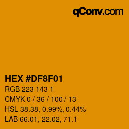 Color code: HEX #DF8F01 | qconv.com