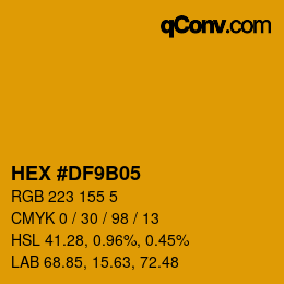 カラーコード: HEX #DF9B05 | qconv.com