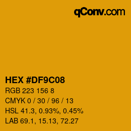 カラーコード: HEX #DF9C08 | qconv.com