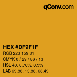 Color code: HEX #DF9F1F | qconv.com