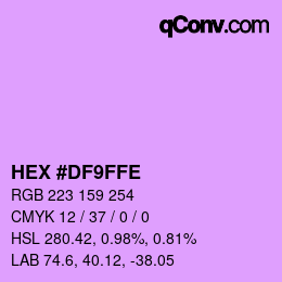 Color code: HEX #DF9FFE | qconv.com
