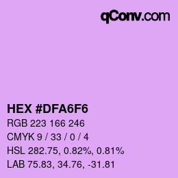 颜色代码: HEX #DFA6F6 | qconv.com