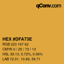 Color code: HEX #DFA73E | qconv.com