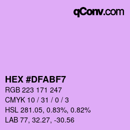 Color code: HEX #DFABF7 | qconv.com