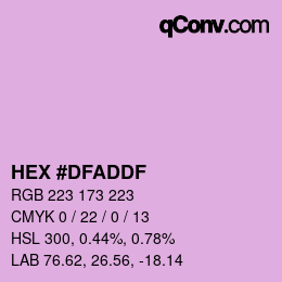 Color code: HEX #DFADDF | qconv.com