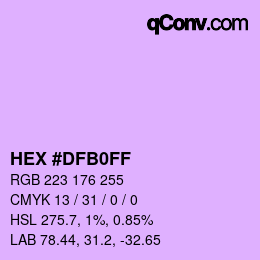 カラーコード: HEX #DFB0FF | qconv.com