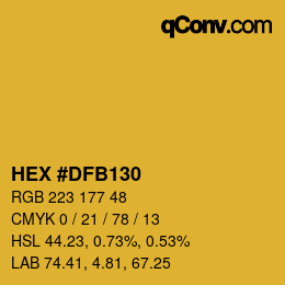 Código de color: HEX #DFB130 | qconv.com