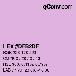 Color code: HEX #DFB2DF | qconv.com