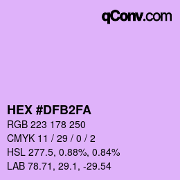 Color code: HEX #DFB2FA | qconv.com
