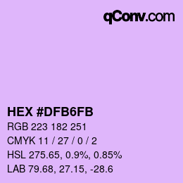 Color code: HEX #DFB6FB | qconv.com
