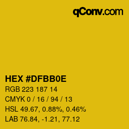 Color code: HEX #DFBB0E | qconv.com