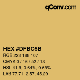 Color code: HEX #DFBC6B | qconv.com