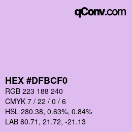 Color code: HEX #DFBCF0 | qconv.com