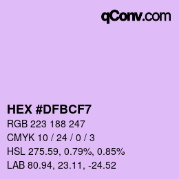 Color code: HEX #DFBCF7 | qconv.com