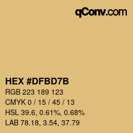 Color code: HEX #DFBD7B | qconv.com
