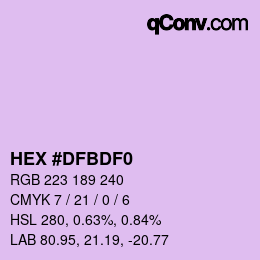 Color code: HEX #DFBDF0 | qconv.com
