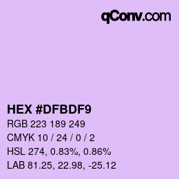 Color code: HEX #DFBDF9 | qconv.com