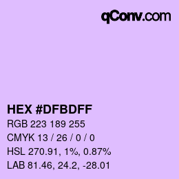 Farbcode: HEX #DFBDFF | qconv.com