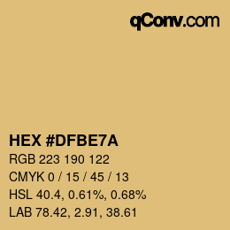 Color code: HEX #DFBE7A | qconv.com