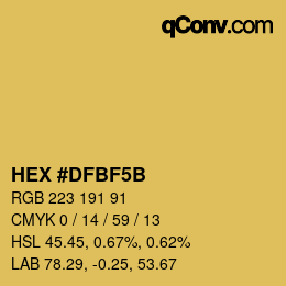 Color code: HEX #DFBF5B | qconv.com