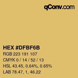 Color code: HEX #DFBF6B | qconv.com