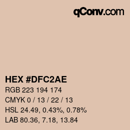 Code couleur: HEX #DFC2AE | qconv.com