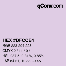 Color code: HEX #DFCCE4 | qconv.com