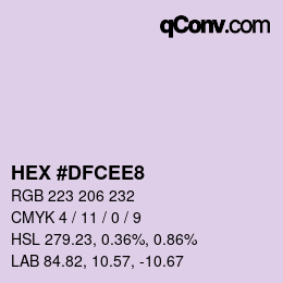 Color code: HEX #DFCEE8 | qconv.com
