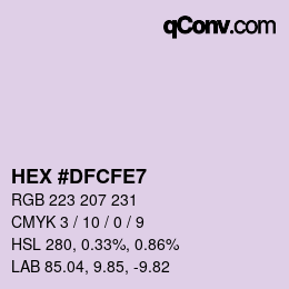 Color code: HEX #DFCFE7 | qconv.com