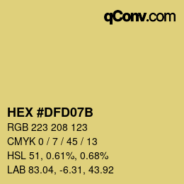 Color code: HEX #DFD07B | qconv.com