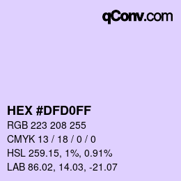 Color code: HEX #DFD0FF | qconv.com