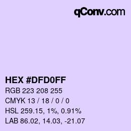 カラーコード: HEX #DFD0FF | qconv.com