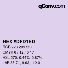 Color code: HEX #DFD1ED | qconv.com