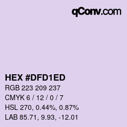 Color code: HEX #DFD1ED | qconv.com