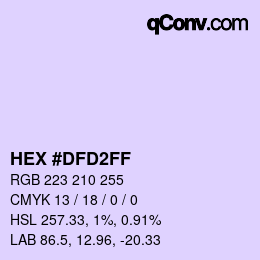 Color code: HEX #DFD2FF | qconv.com