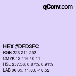 Color code: HEX #DFD3FC | qconv.com
