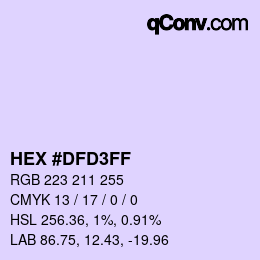 Color code: HEX #DFD3FF | qconv.com