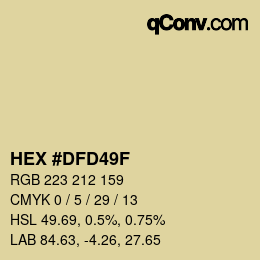 Color code: HEX #DFD49F | qconv.com