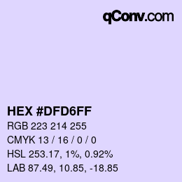 Color code: HEX #DFD6FF | qconv.com