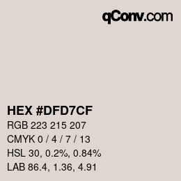 Color code: HEX #DFD7CF | qconv.com