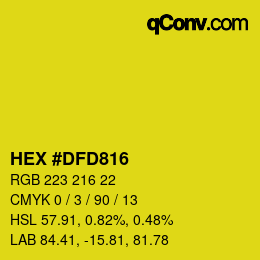 カラーコード: HEX #DFD816 | qconv.com